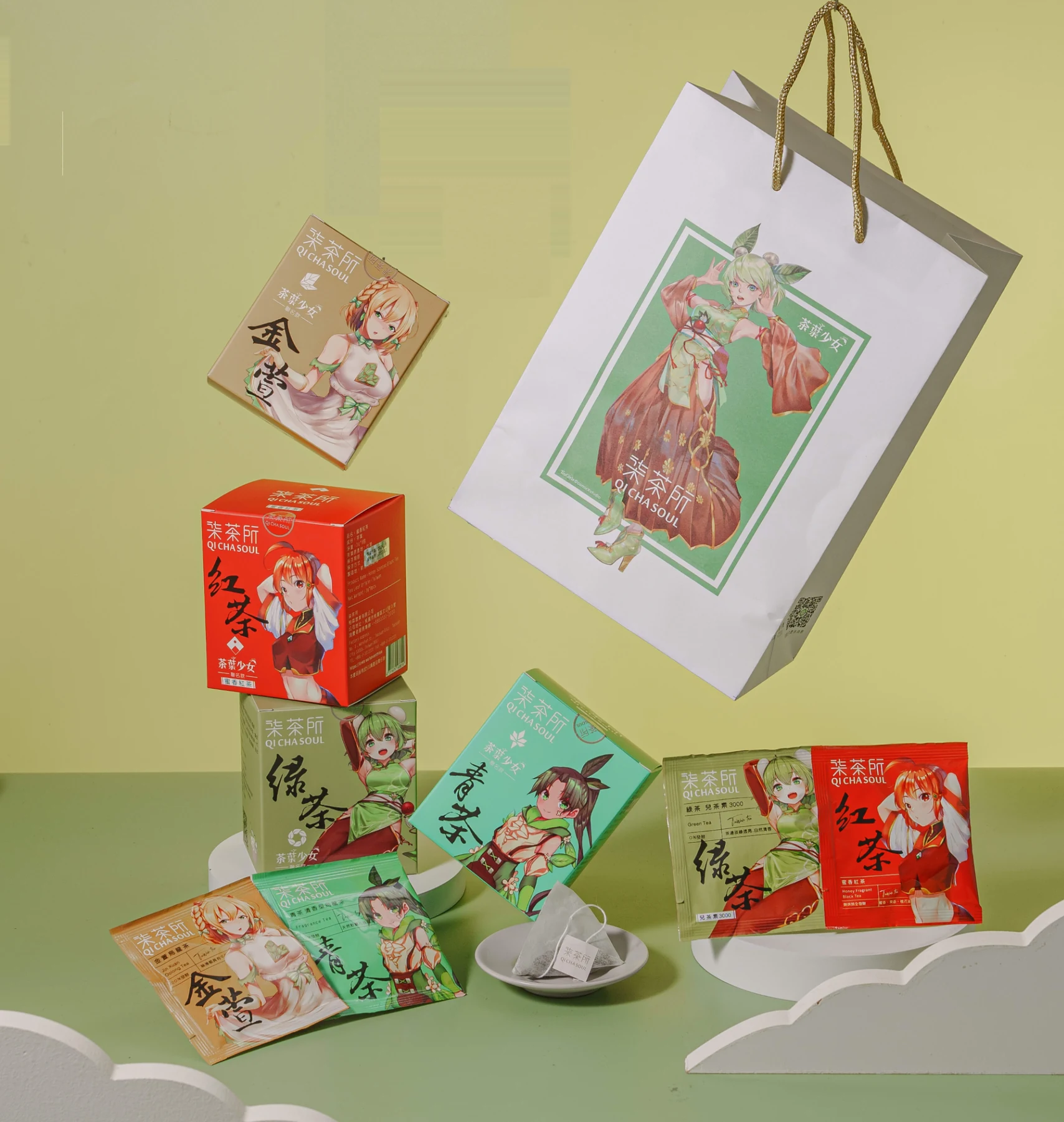 茶葉少女禮袋與茶商品